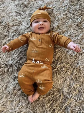3PCS Baby Boy Clothes Set Spring Autumn Knitted V-neck Romper infant Pants Cap Newborn Outfit 20180077