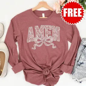 Amen Bow Long Sleeve - Heather Mauve