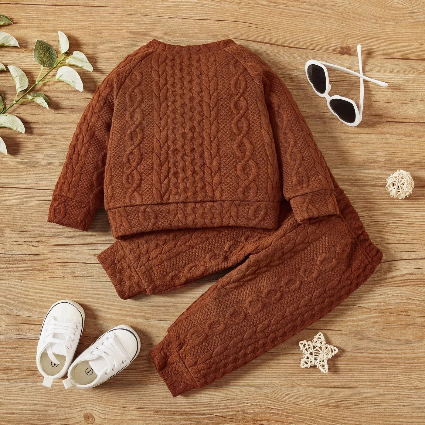 Autumn & Winter Long Sleeves Solid Color Top & Pants Set