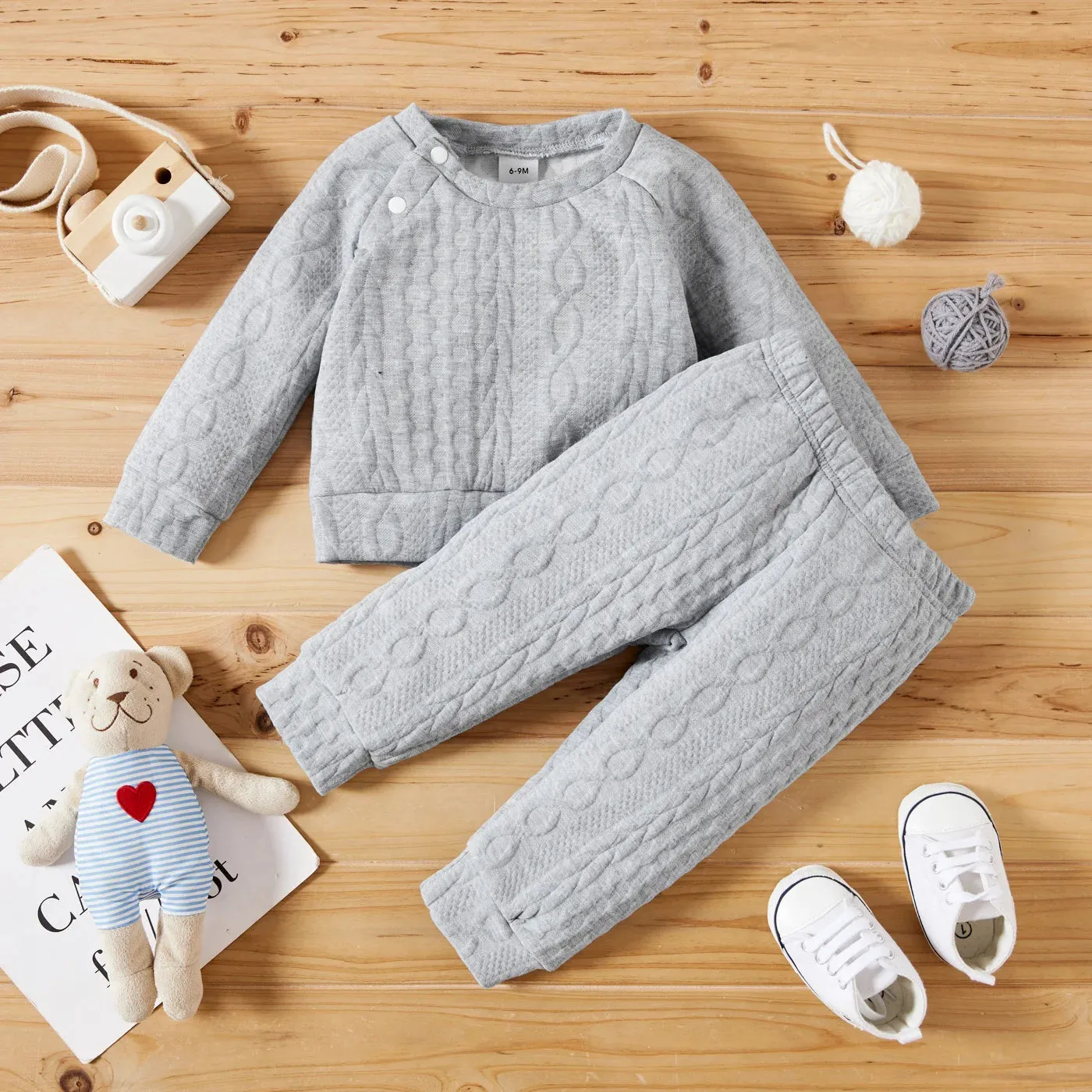 Autumn & Winter Long Sleeves Solid Color Top & Pants Set