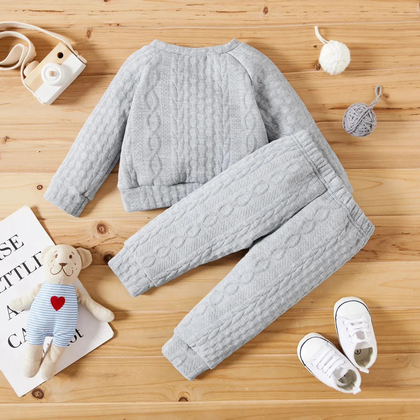 Autumn & Winter Long Sleeves Solid Color Top & Pants Set