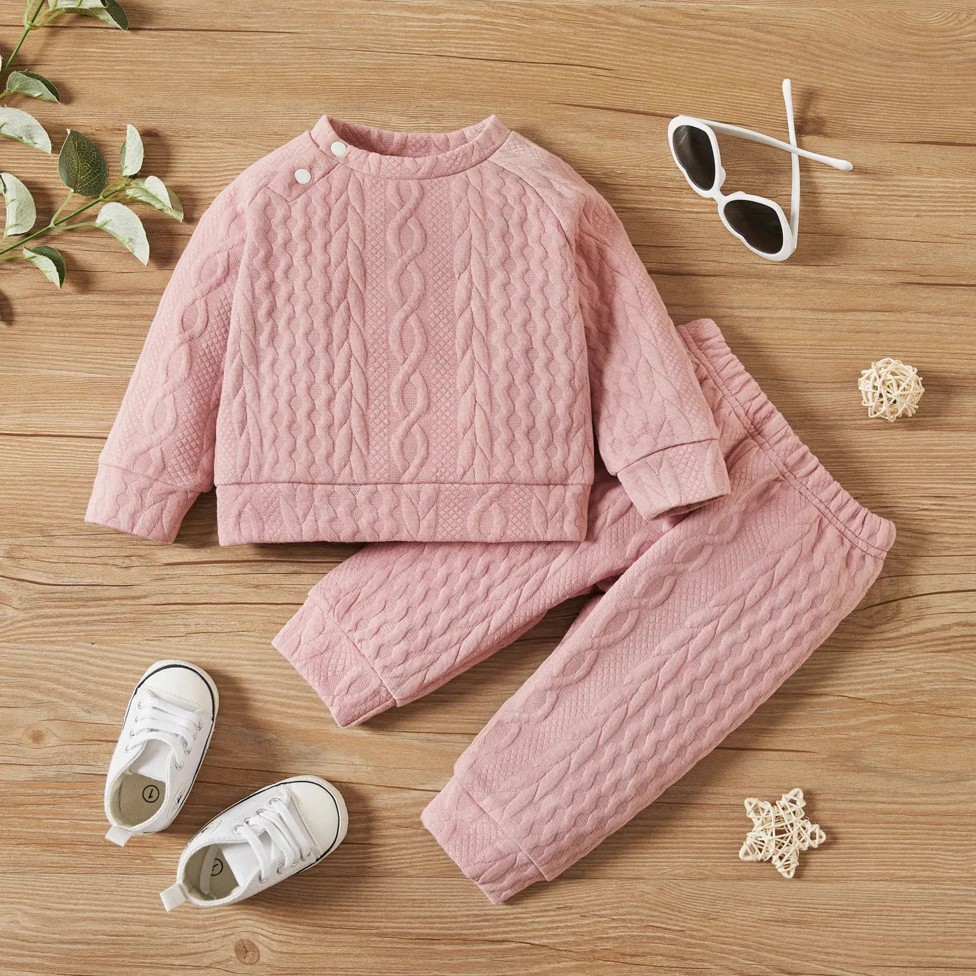 Autumn & Winter Long Sleeves Solid Color Top & Pants Set