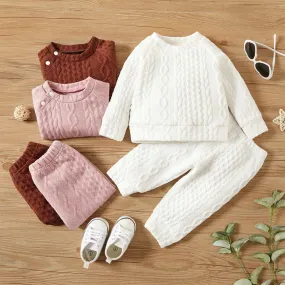 Autumn & Winter Long Sleeves Solid Color Top & Pants Set