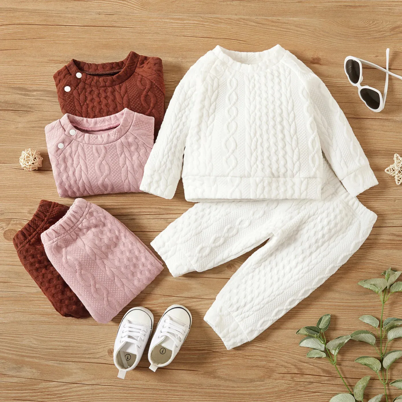 Autumn & Winter Long Sleeves Solid Color Top & Pants Set