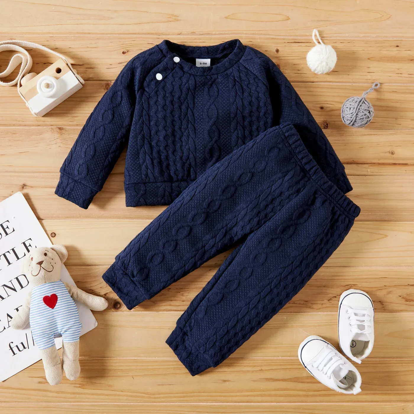 Autumn & Winter Long Sleeves Solid Color Top & Pants Set
