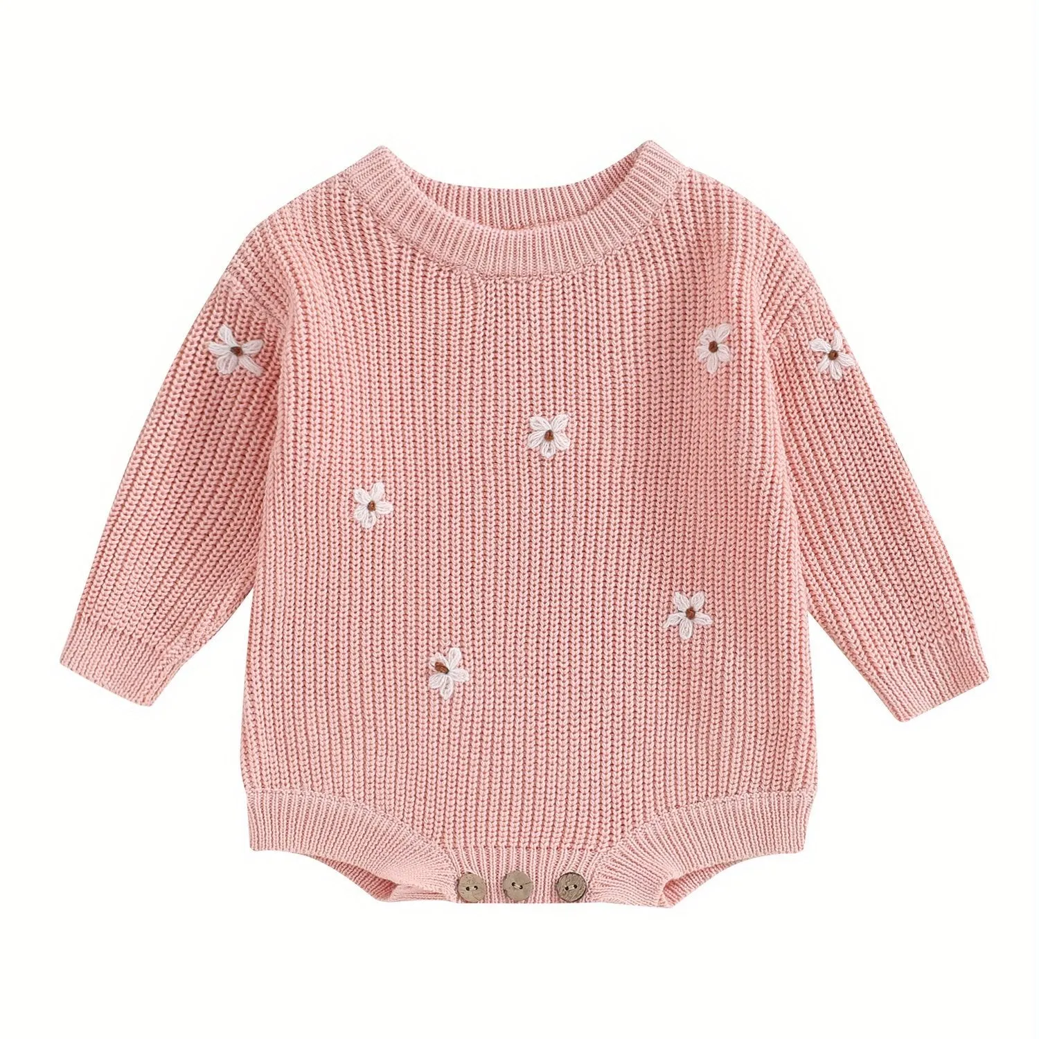 Baby Girls Flower Sweater Romper