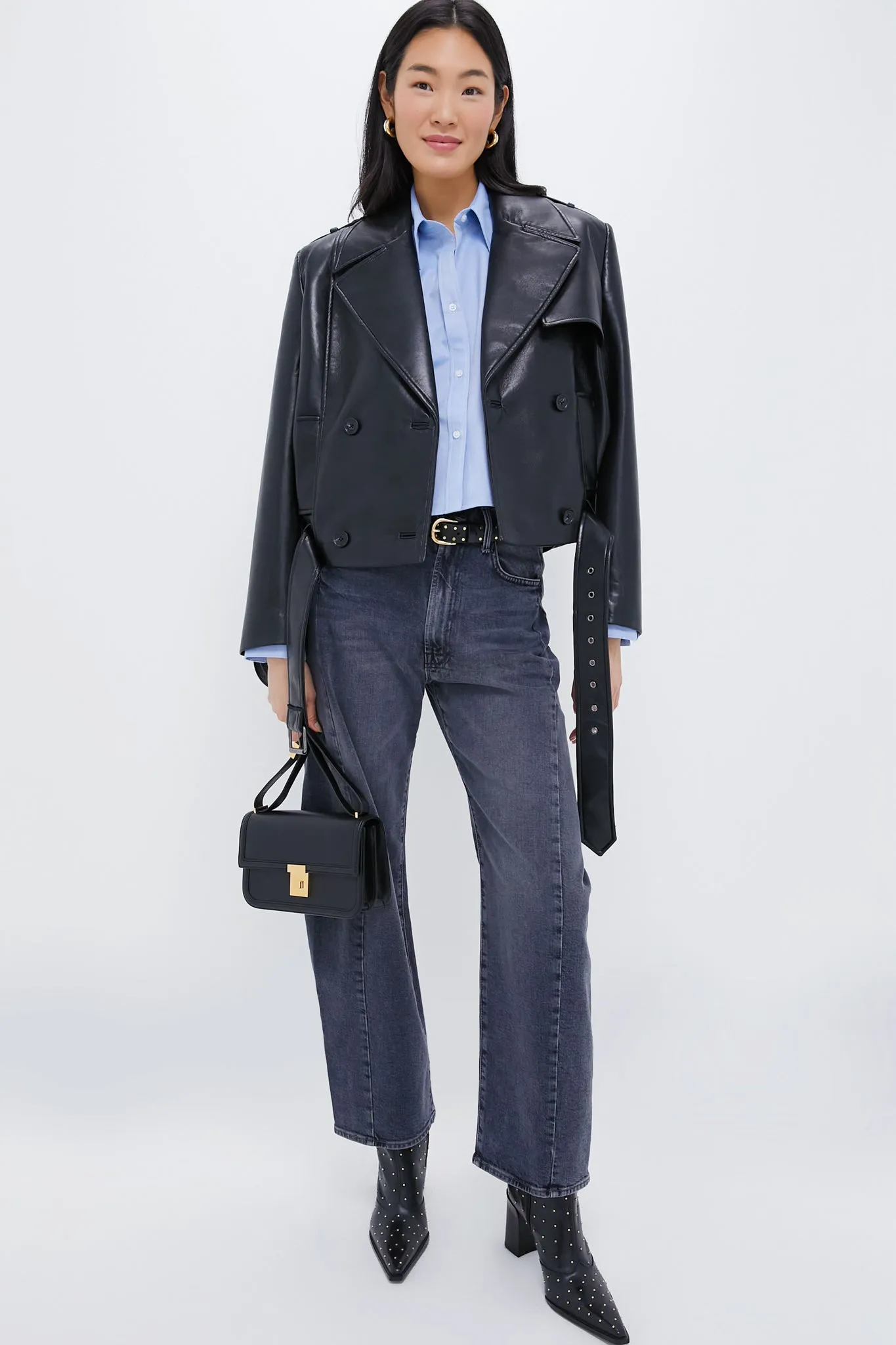 Black Recycled Leather Simone Jacket