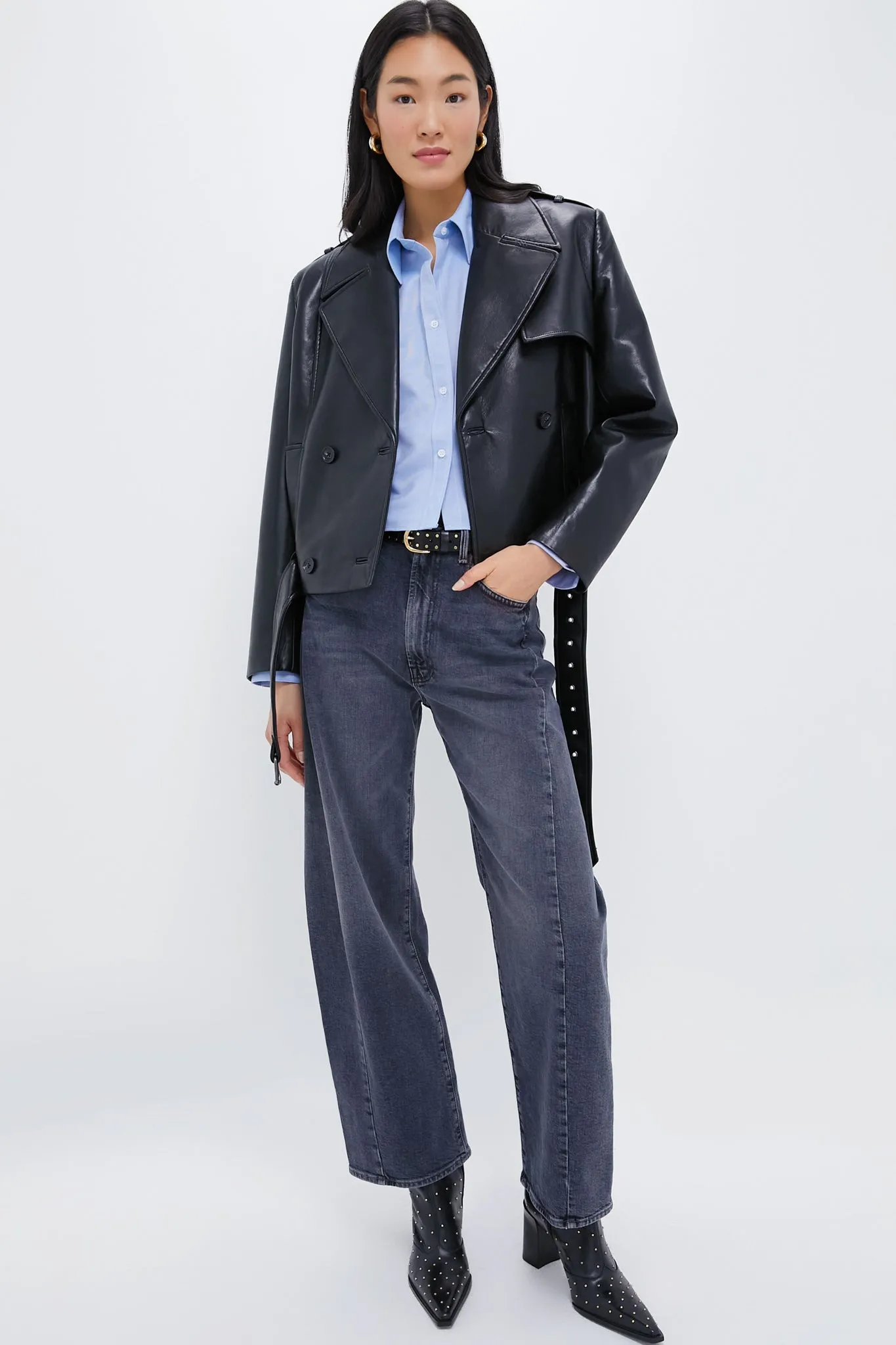 Black Recycled Leather Simone Jacket