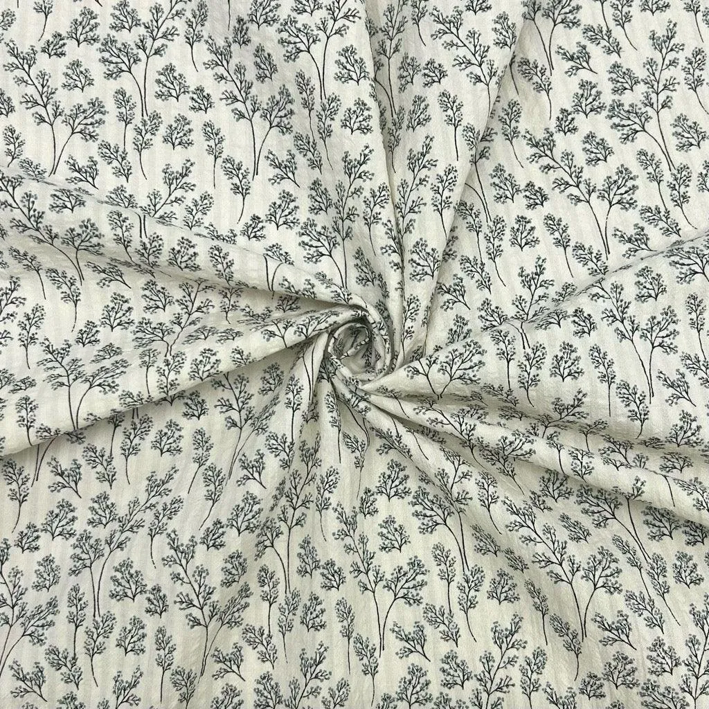 Blooming Branches Cotton Seersucker Fabric