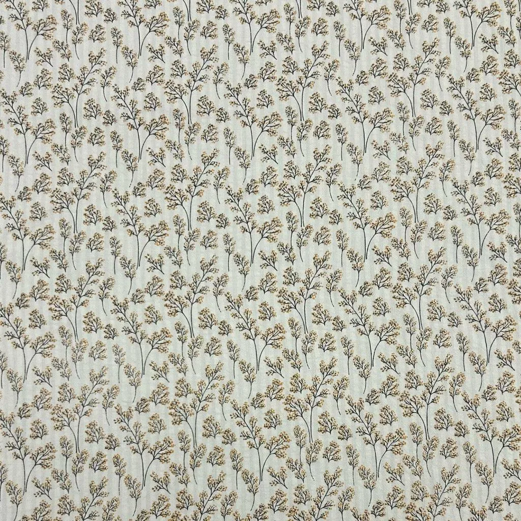 Blooming Branches Cotton Seersucker Fabric