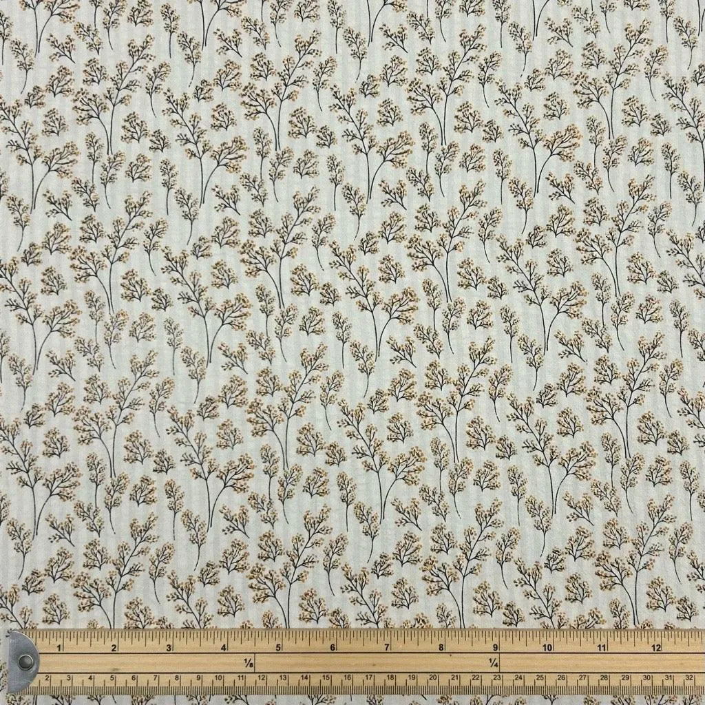 Blooming Branches Cotton Seersucker Fabric