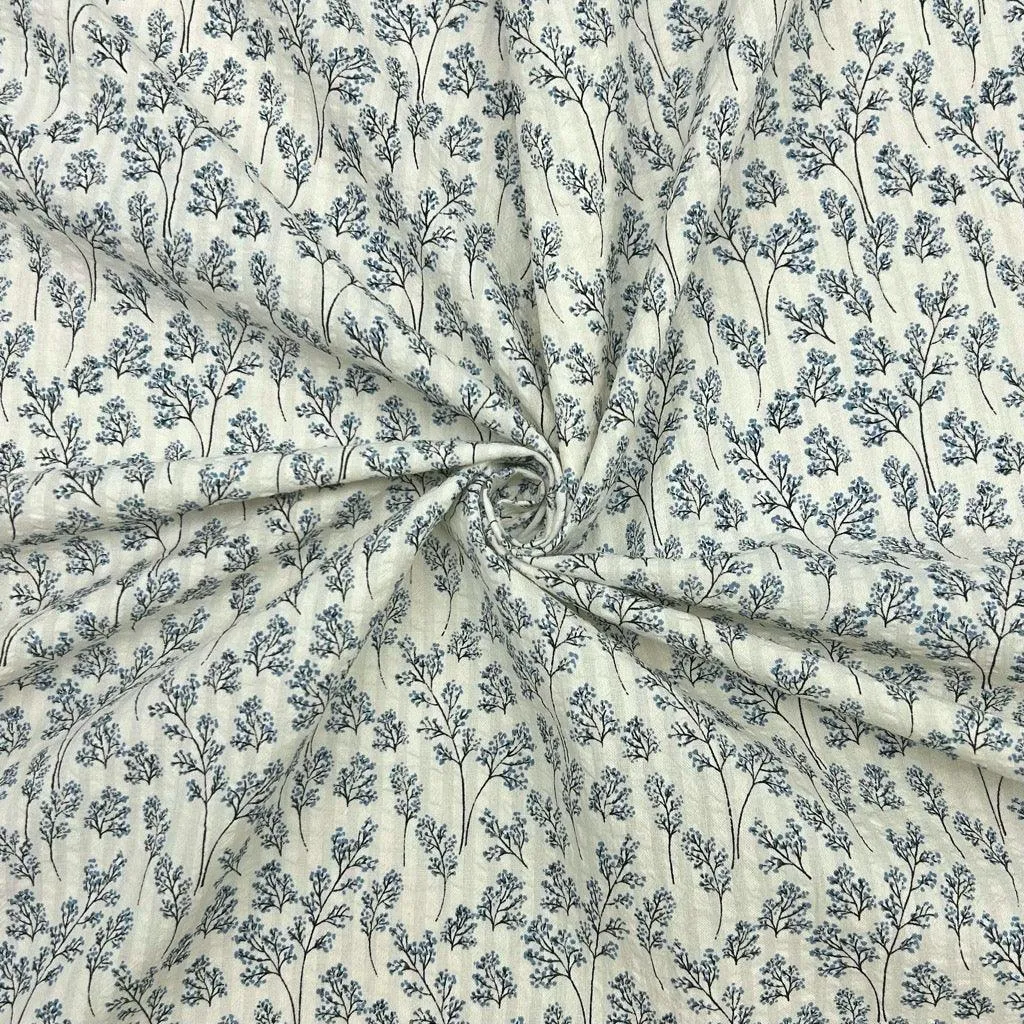 Blooming Branches Cotton Seersucker Fabric