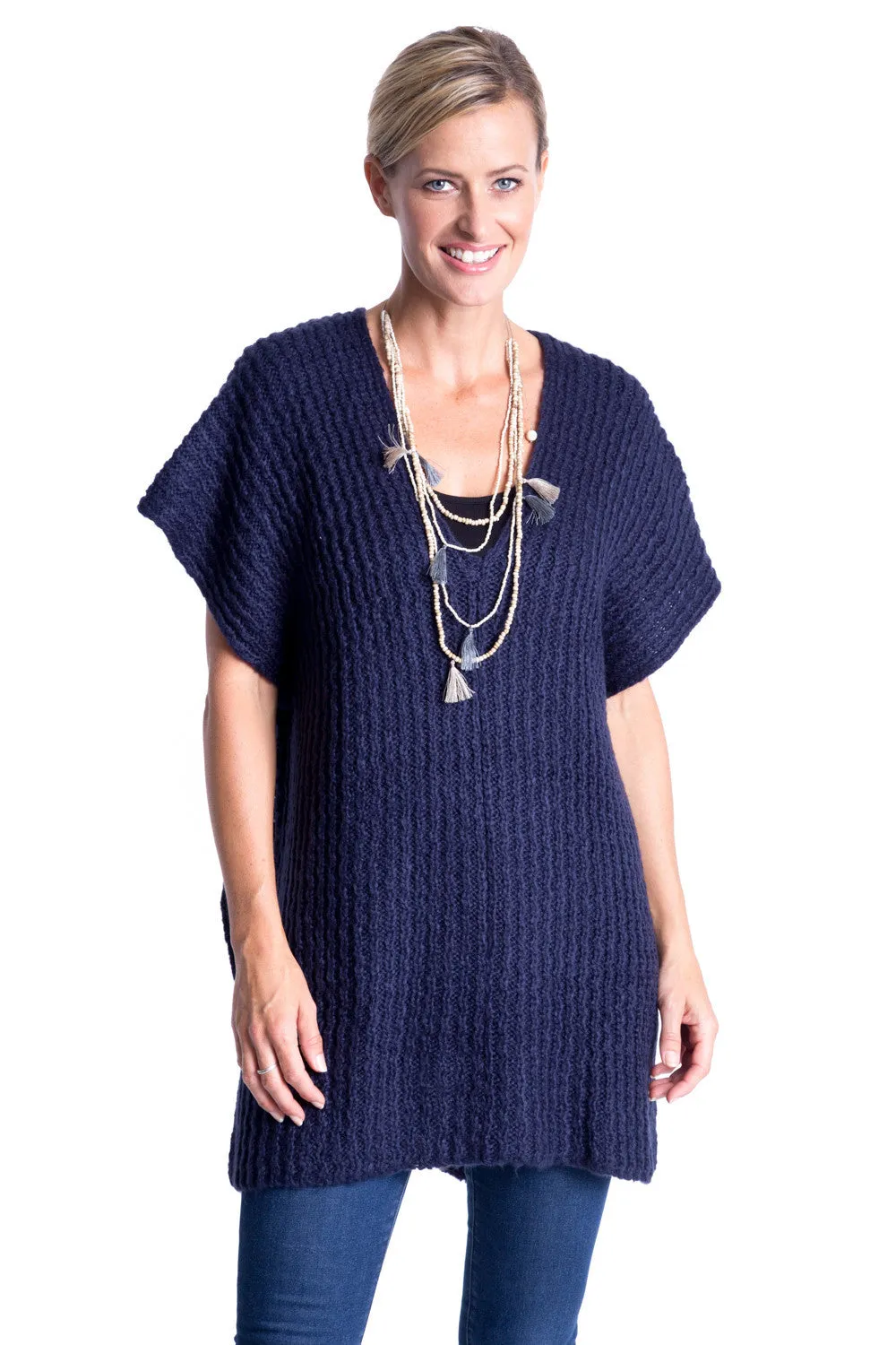 Button Knit Gillet in Navy