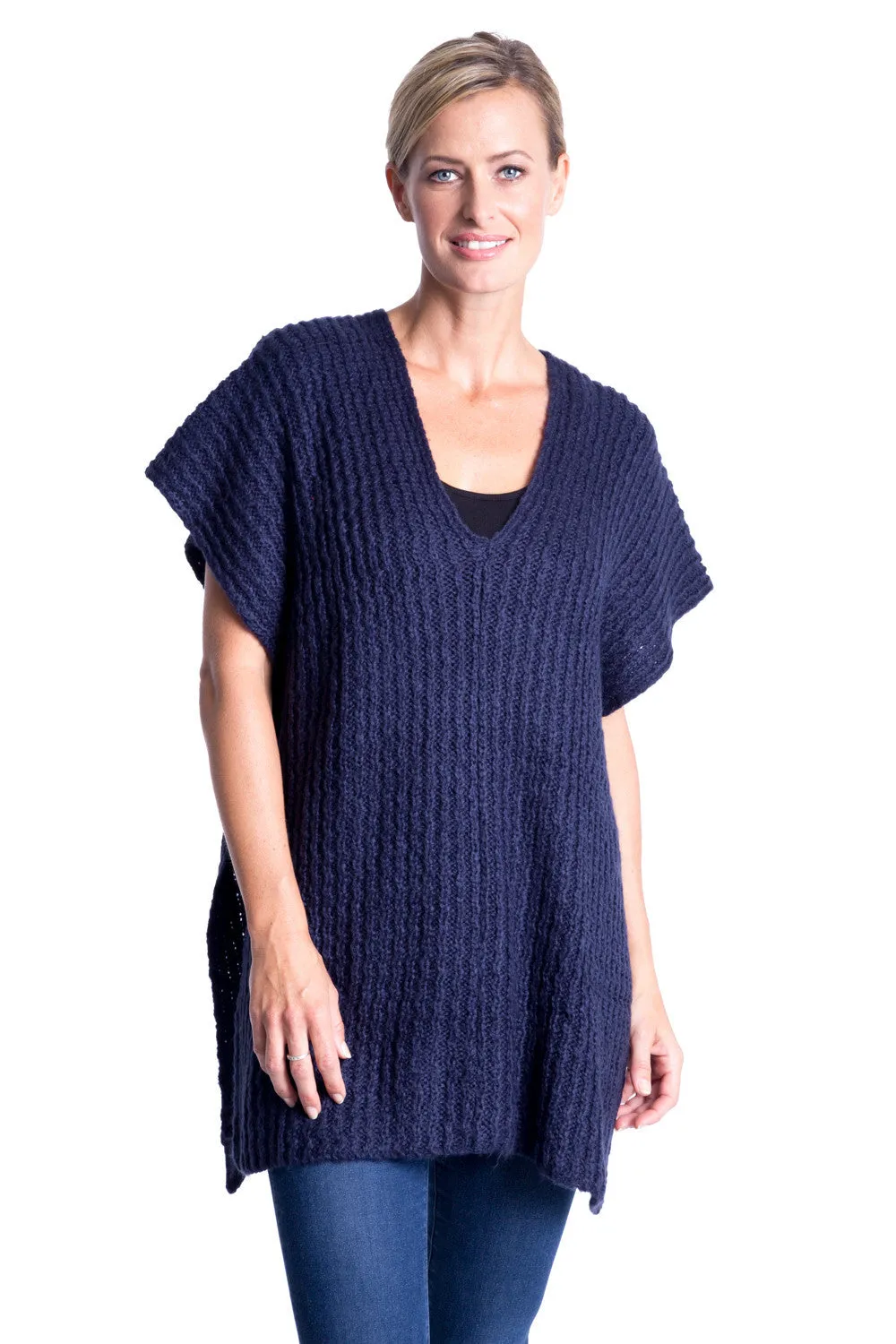 Button Knit Gillet in Navy