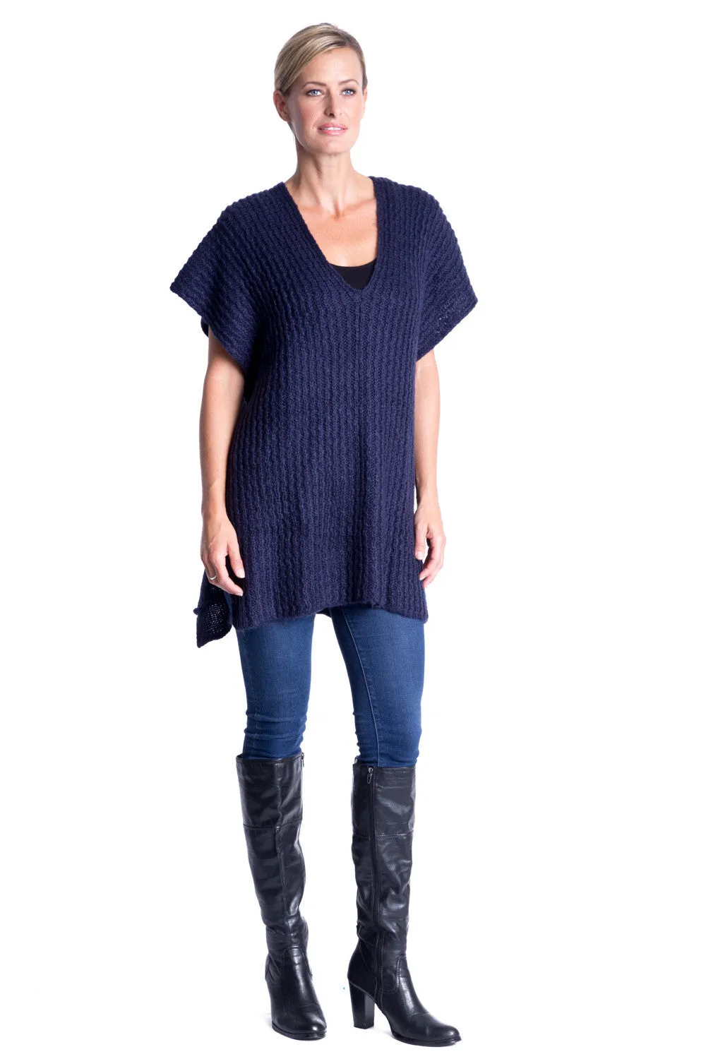 Button Knit Gillet in Navy