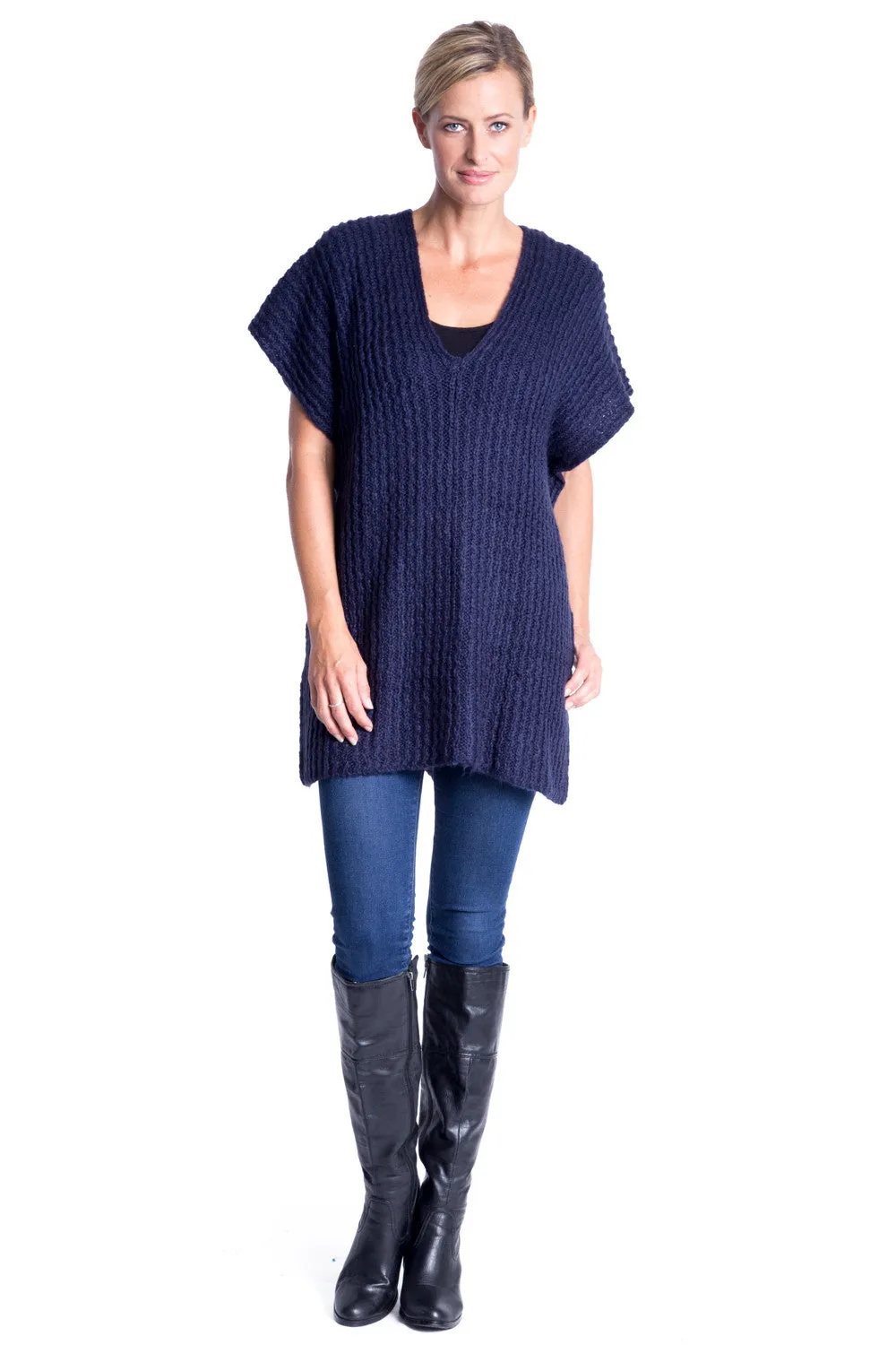 Button Knit Gillet in Navy