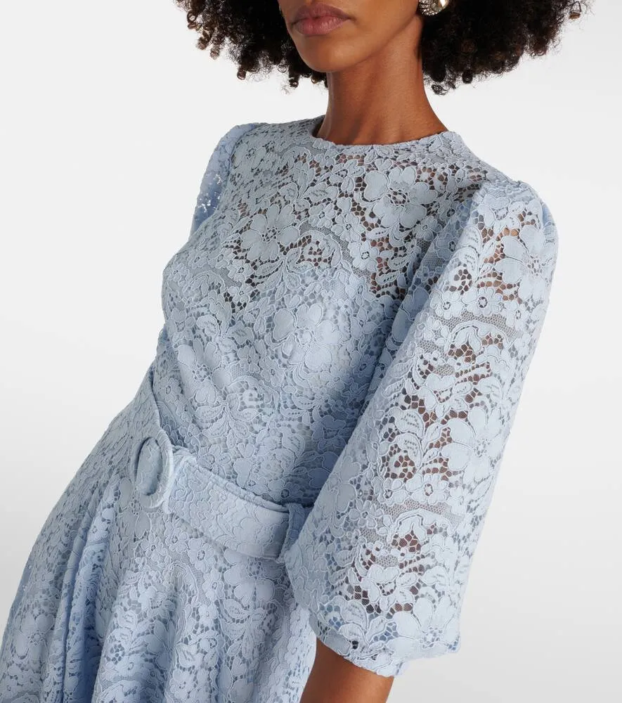 Costarellos Floral lace asymmetric midi dress