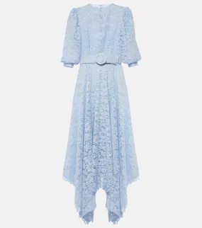 Costarellos Floral lace asymmetric midi dress