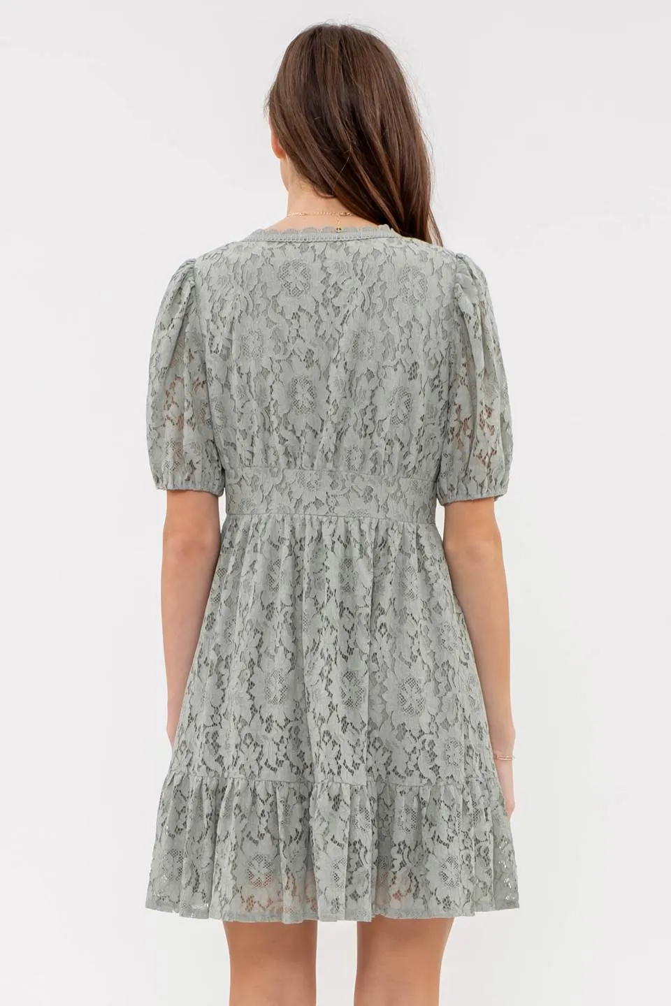 Floral Lace Button Front Mini Dress