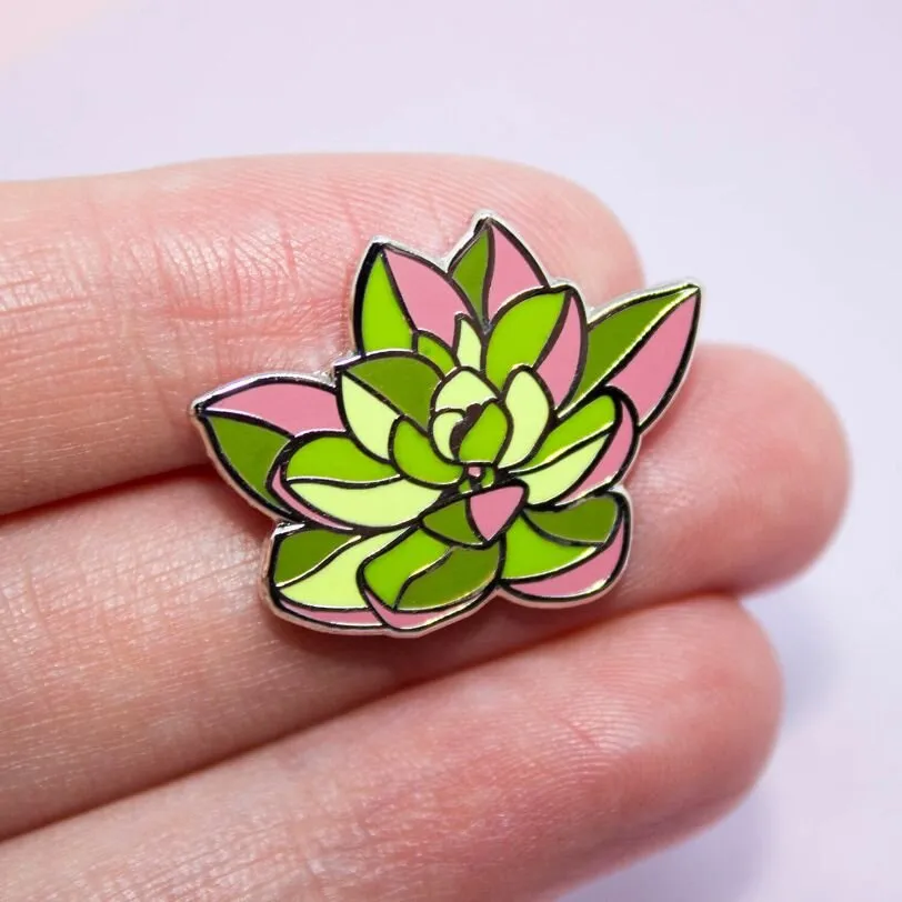 Green Succulent Plant Enamel Pin