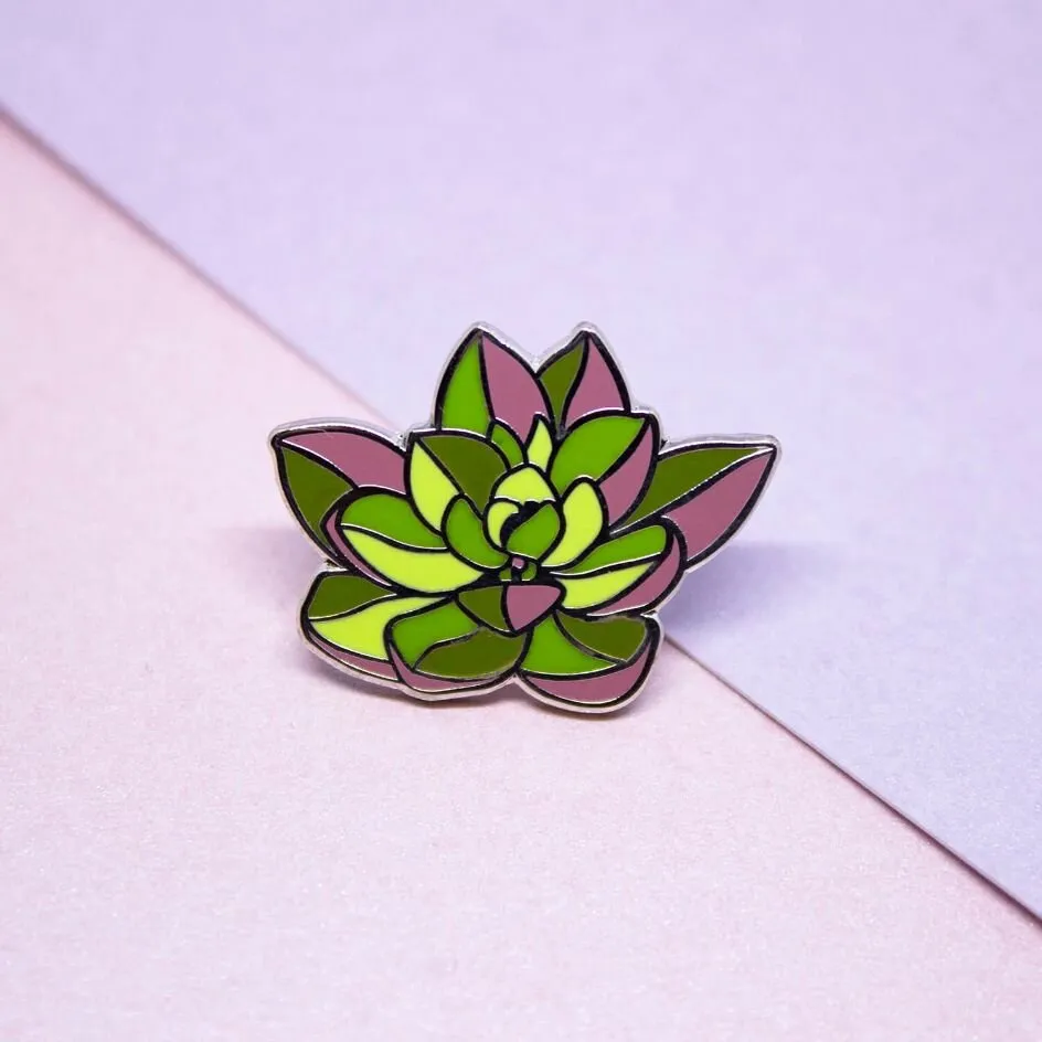 Green Succulent Plant Enamel Pin