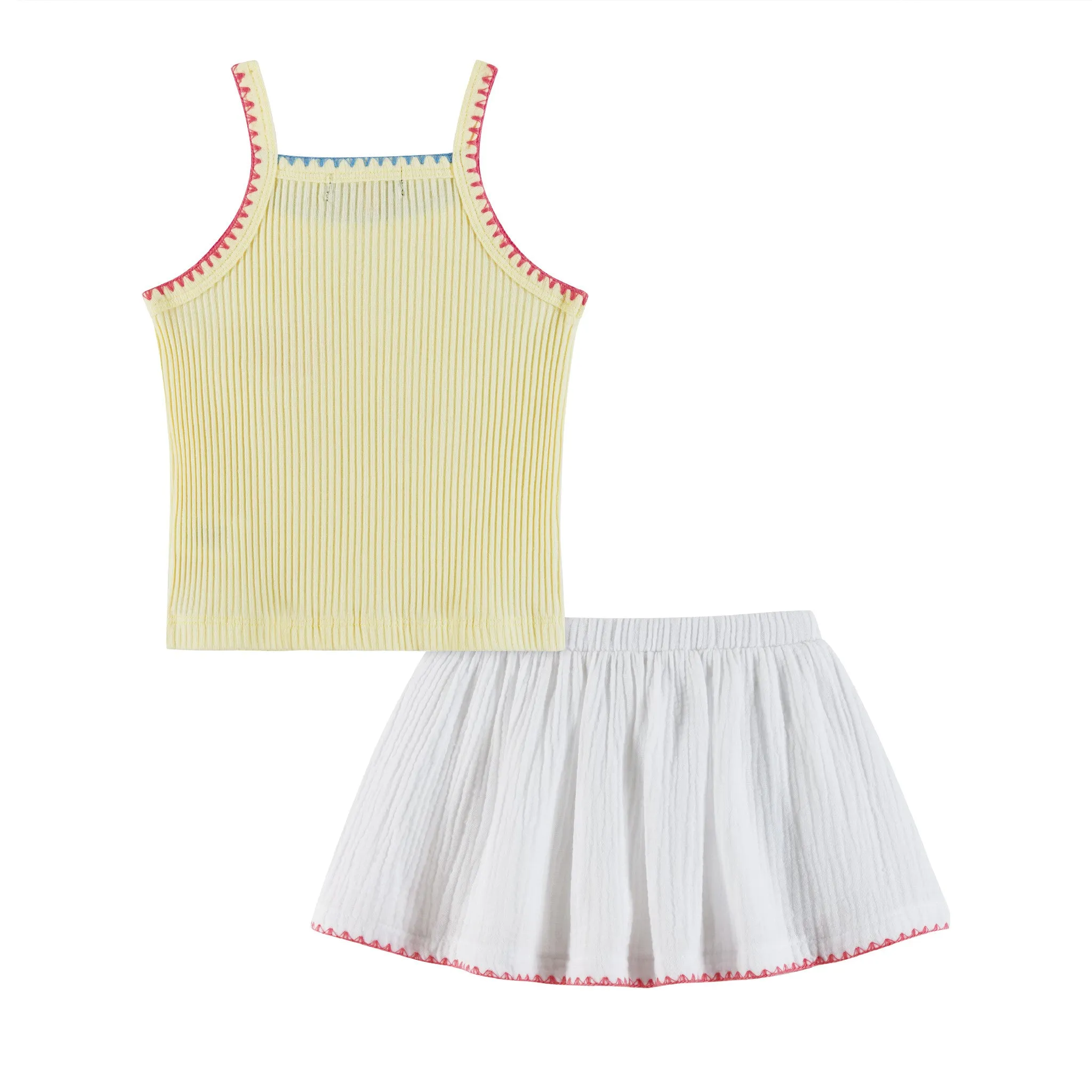 Kids (2-6x) Knit Halter Tank & White Gauze Skort | Beach Dreams
