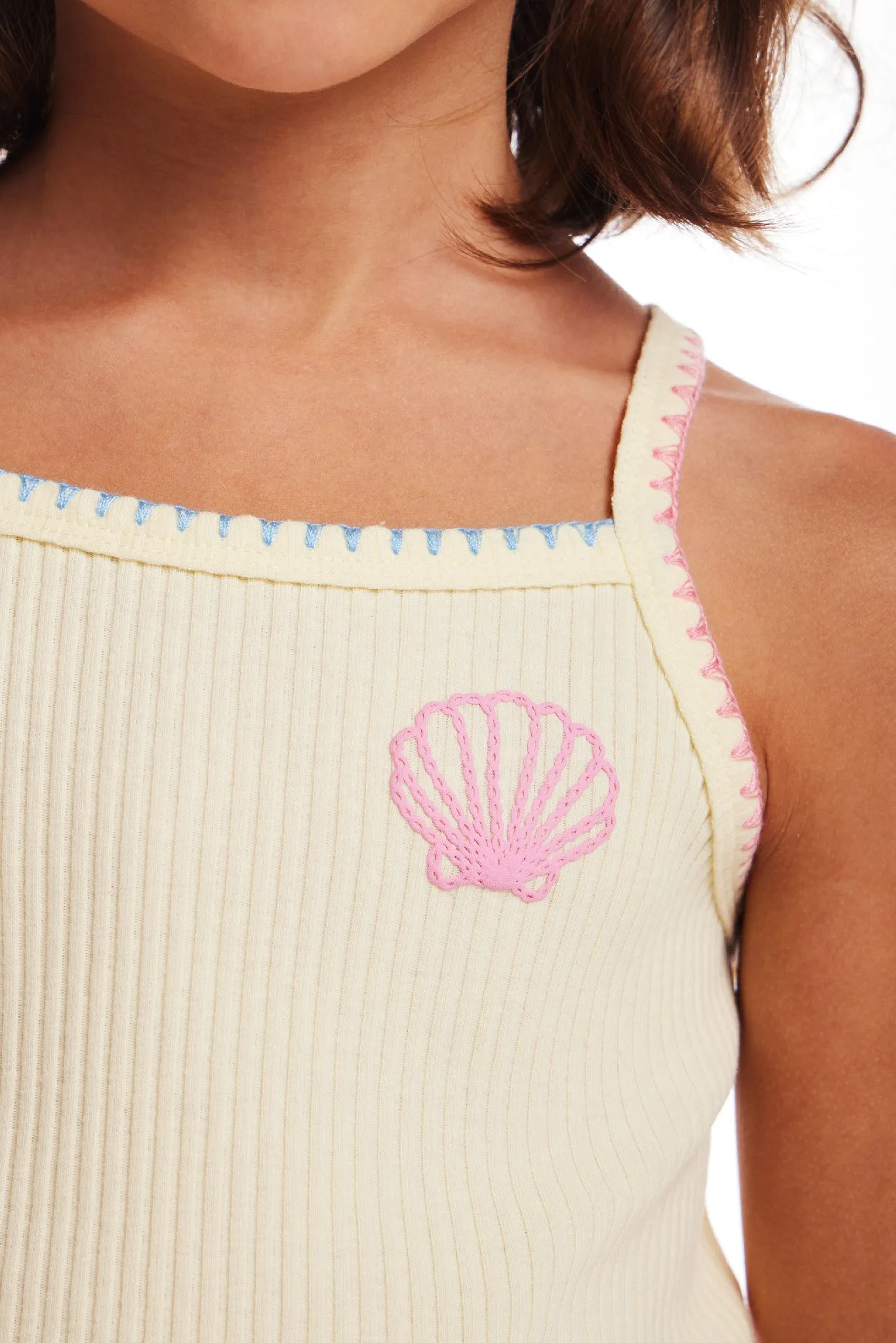 Kids (2-6x) Knit Halter Tank & White Gauze Skort | Beach Dreams