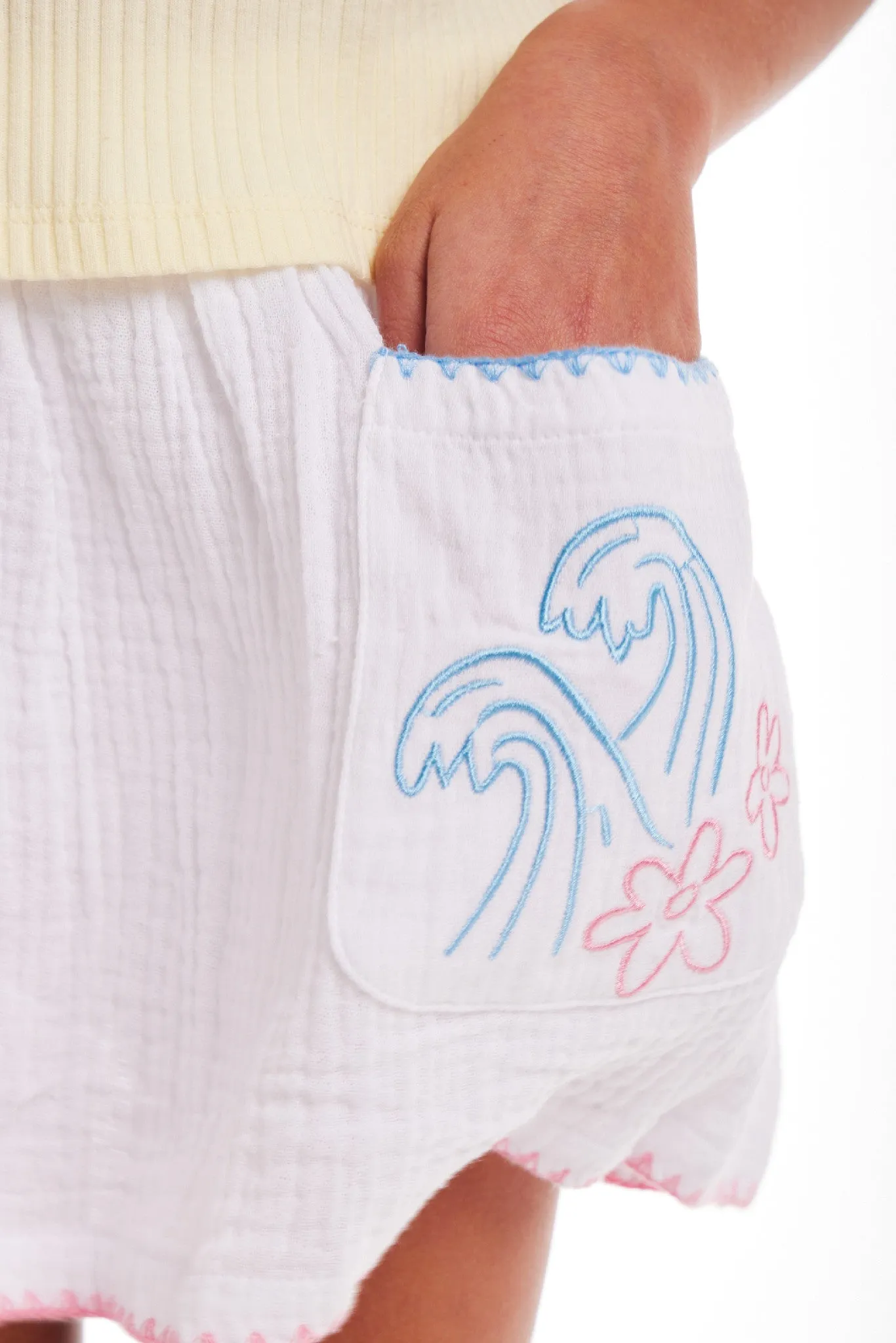 Kids (2-6x) Knit Halter Tank & White Gauze Skort | Beach Dreams