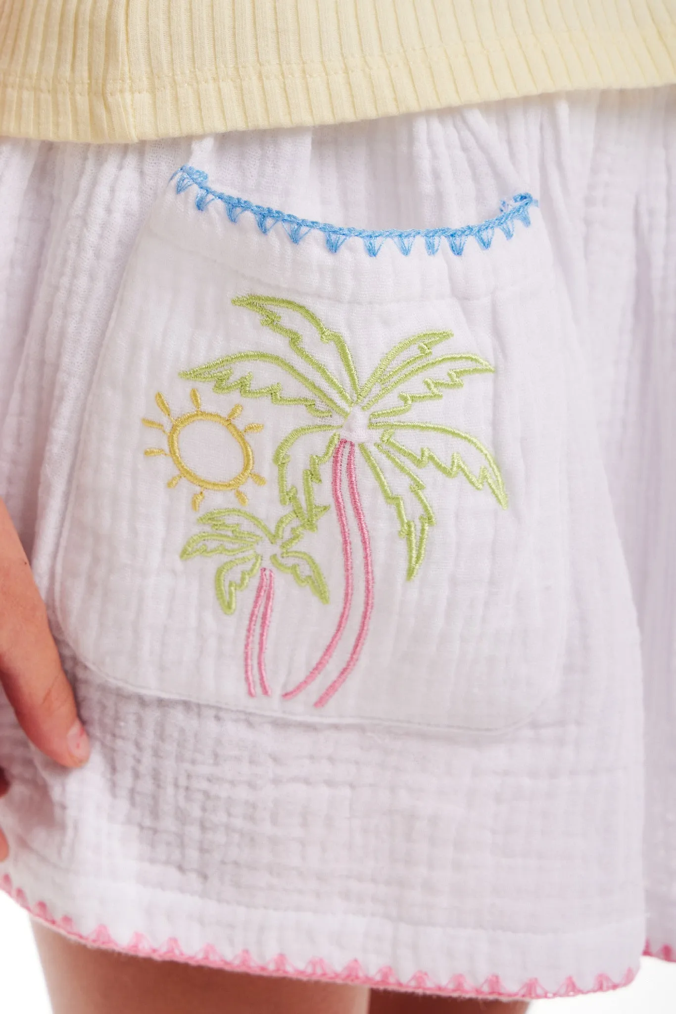 Kids (2-6x) Knit Halter Tank & White Gauze Skort | Beach Dreams