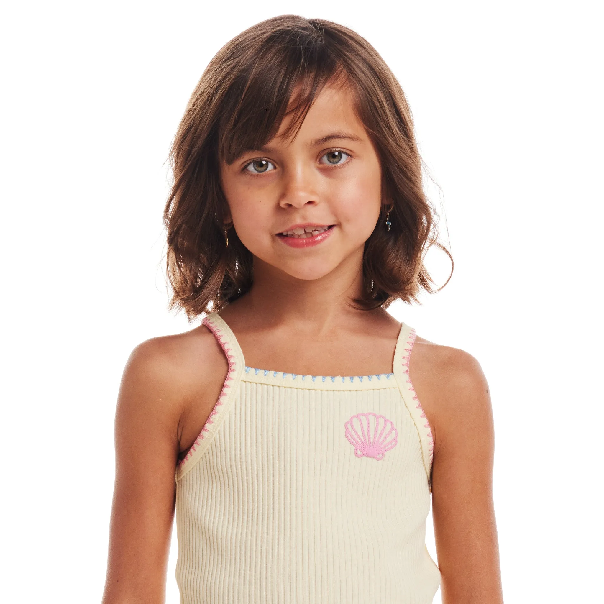 Kids (2-6x) Knit Halter Tank & White Gauze Skort | Beach Dreams