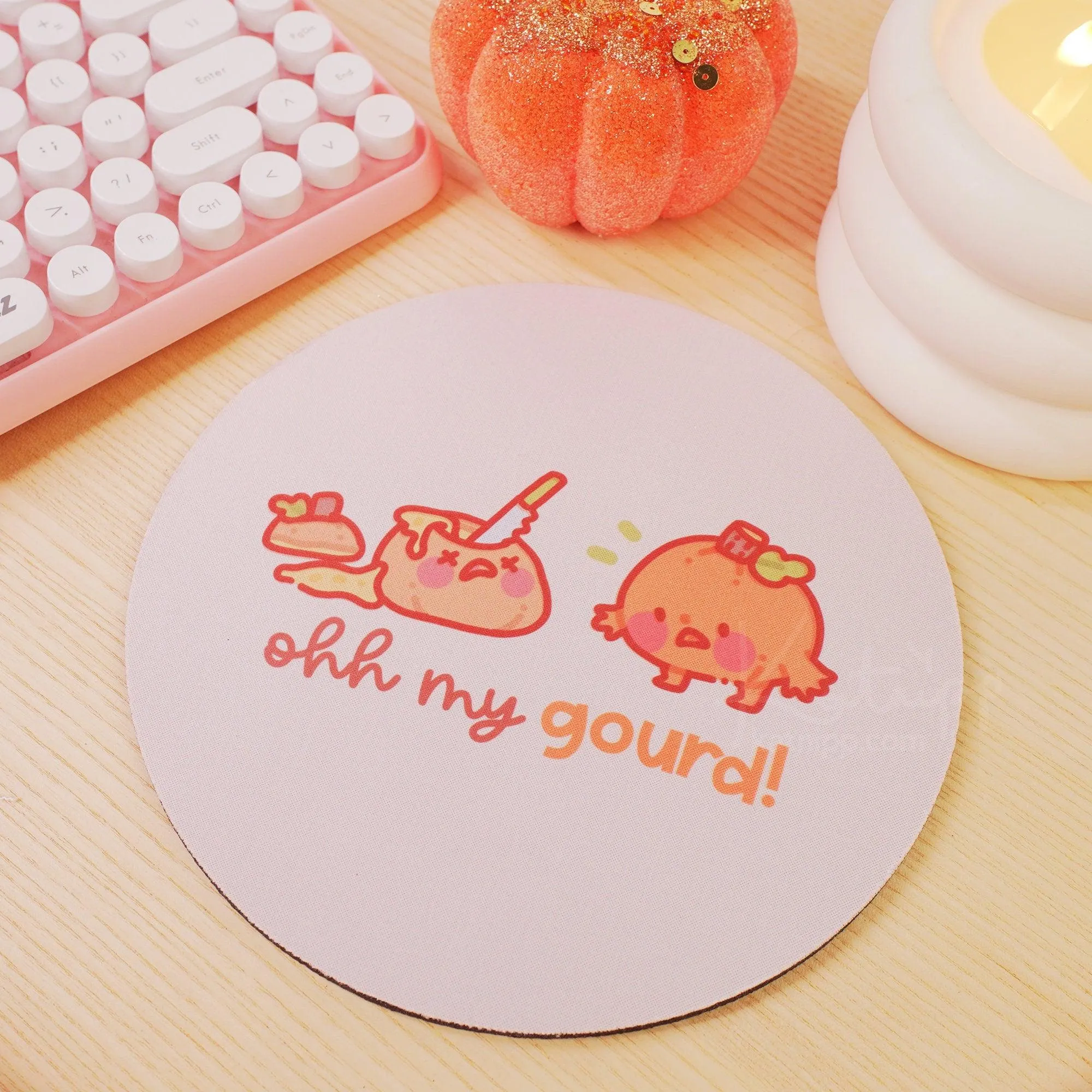 Oh My Gourd Kawaii Mousepad – Cute Autumn Desk Decor | Fall Office Accessory