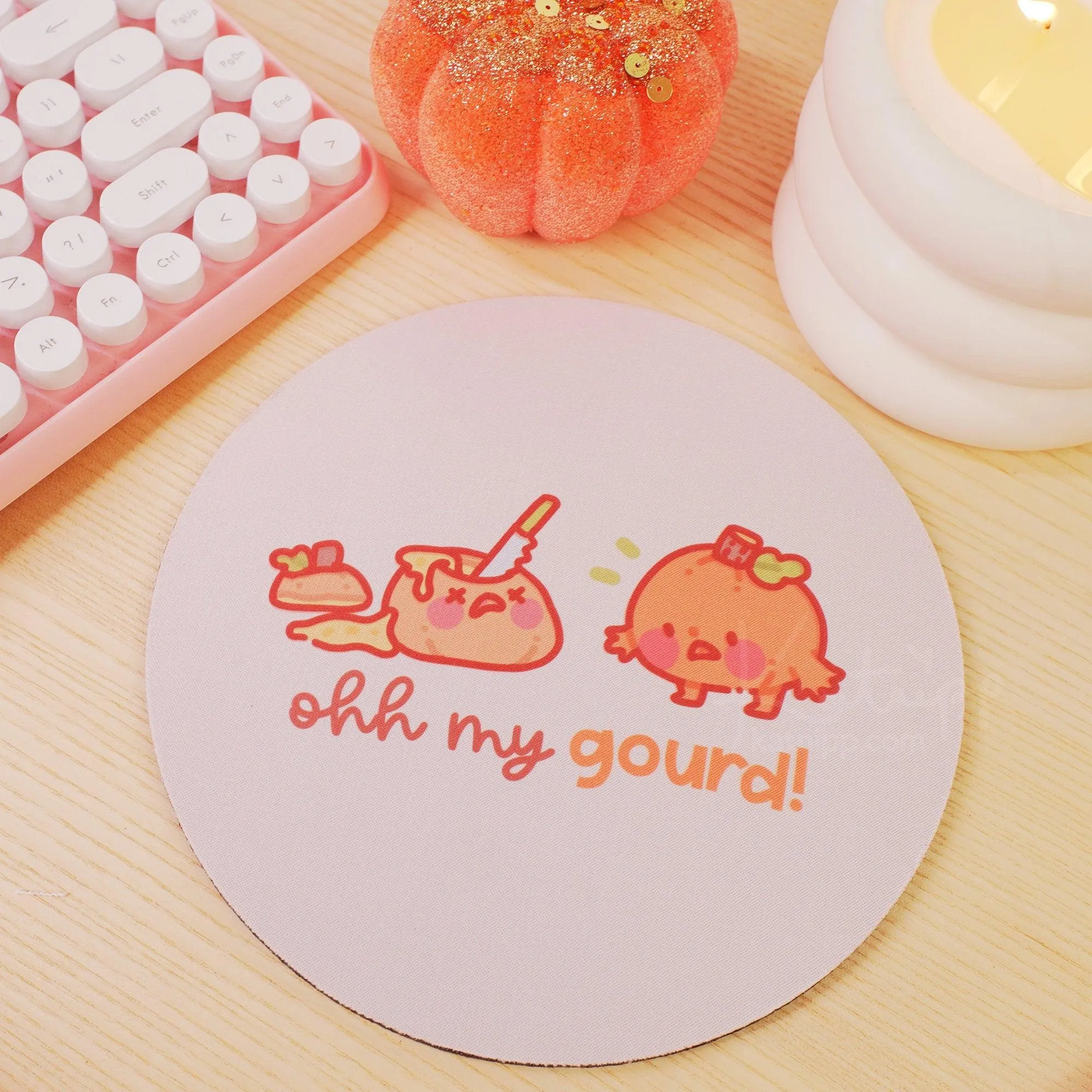 Oh My Gourd Kawaii Mousepad – Cute Autumn Desk Decor | Fall Office Accessory