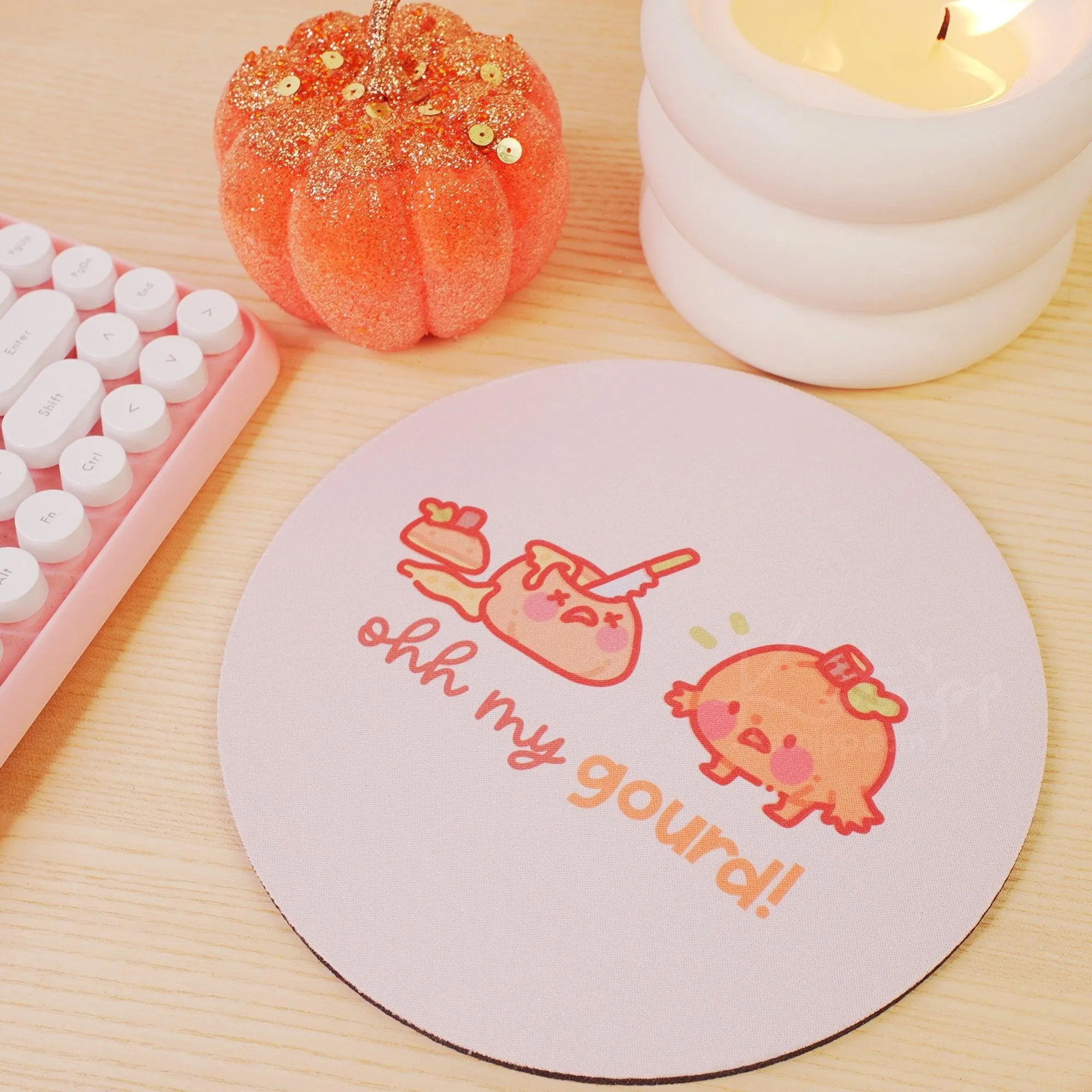 Oh My Gourd Kawaii Mousepad – Cute Autumn Desk Decor | Fall Office Accessory