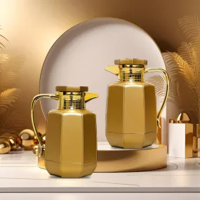 Premium Arabic Coffee Tea Pot Vacuum Flask 2 Pcs Gift Set (1.0L  07L)
