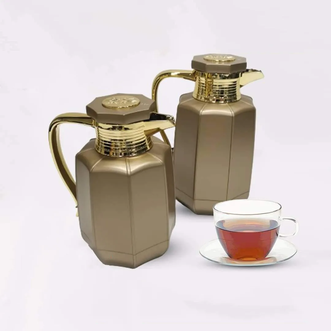 Premium Arabic Coffee Tea Pot Vacuum Flask 2 Pcs Gift Set (1.0L  07L)