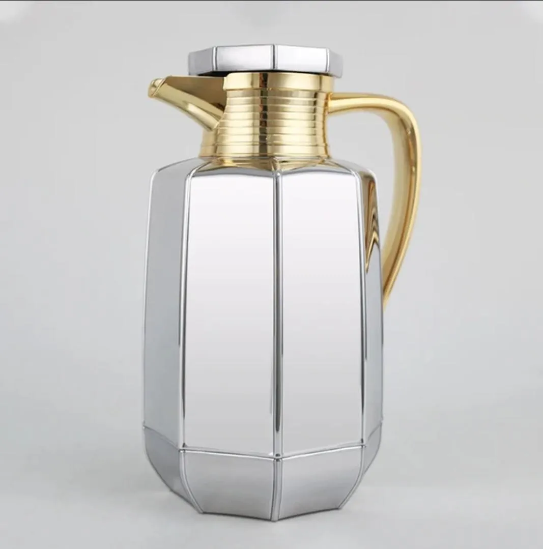 Premium Arabic Coffee Tea Pot Vacuum Flask 2 Pcs Gift Set (1.0L  07L)