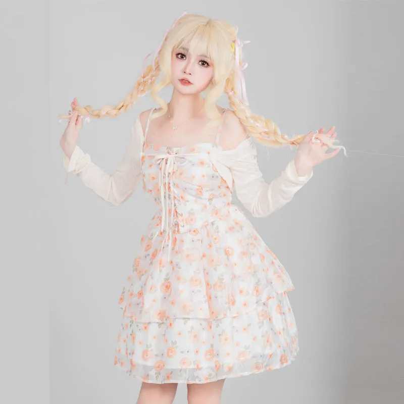 Sweet French Girl Floral Fairy Dress