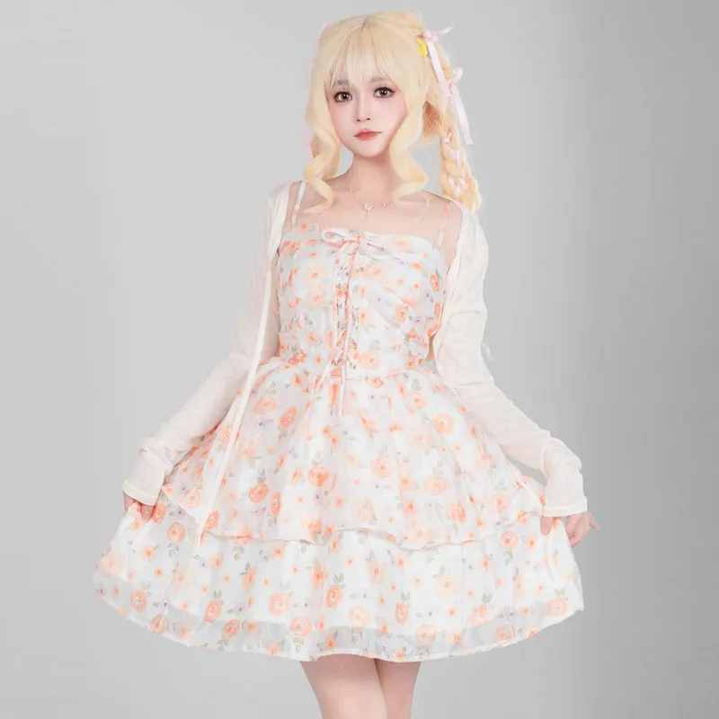 Sweet French Girl Floral Fairy Dress