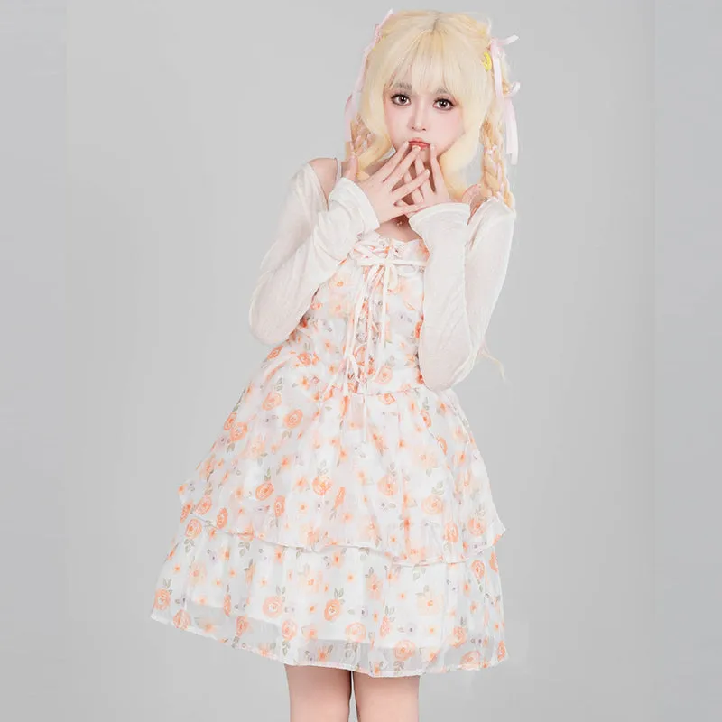 Sweet French Girl Floral Fairy Dress