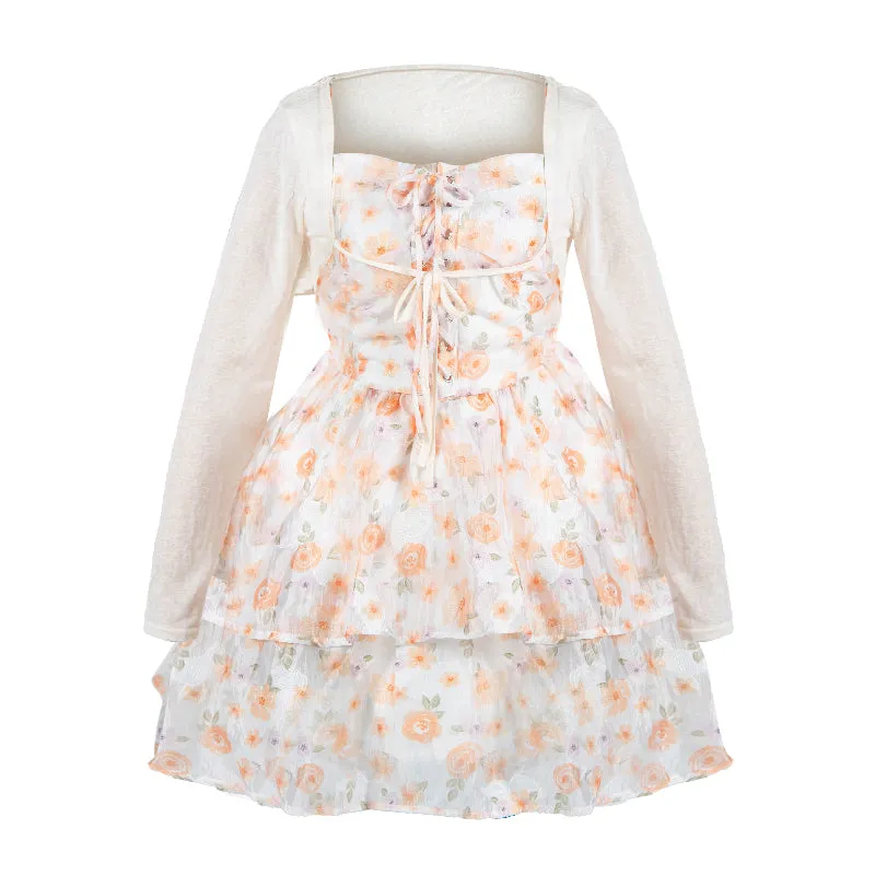 Sweet French Girl Floral Fairy Dress