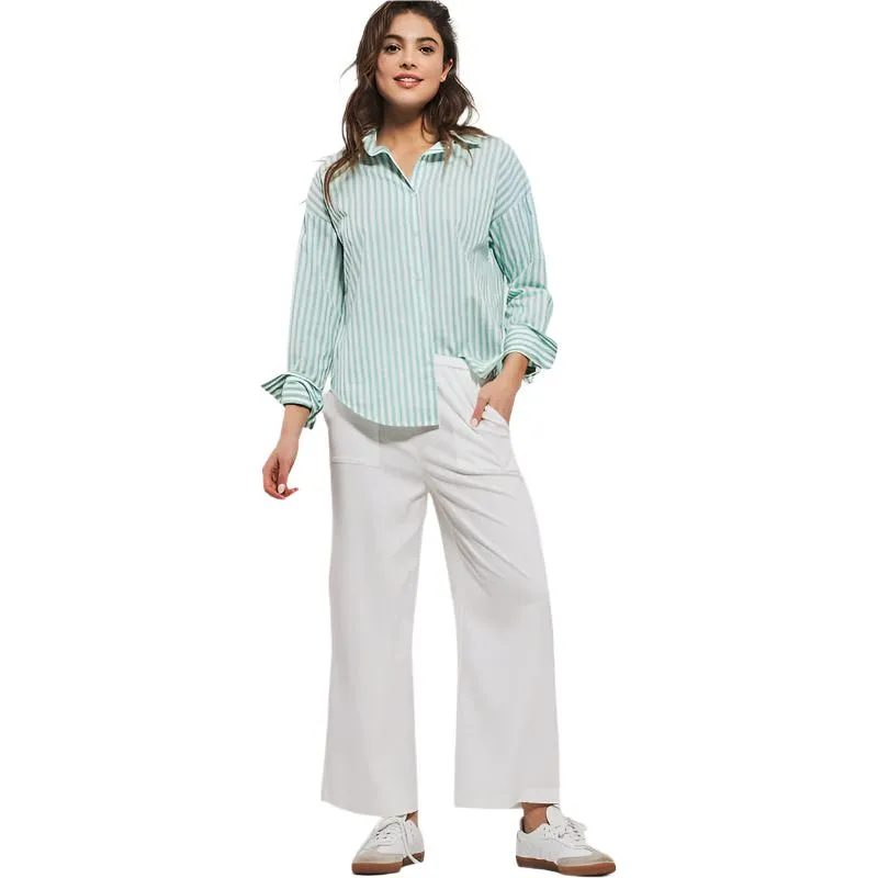 Women's Urban Daisy Mint Green Striped Button Up 10346TM