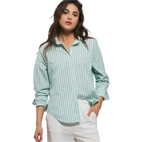 Women's Urban Daisy Mint Green Striped Button Up 10346TM