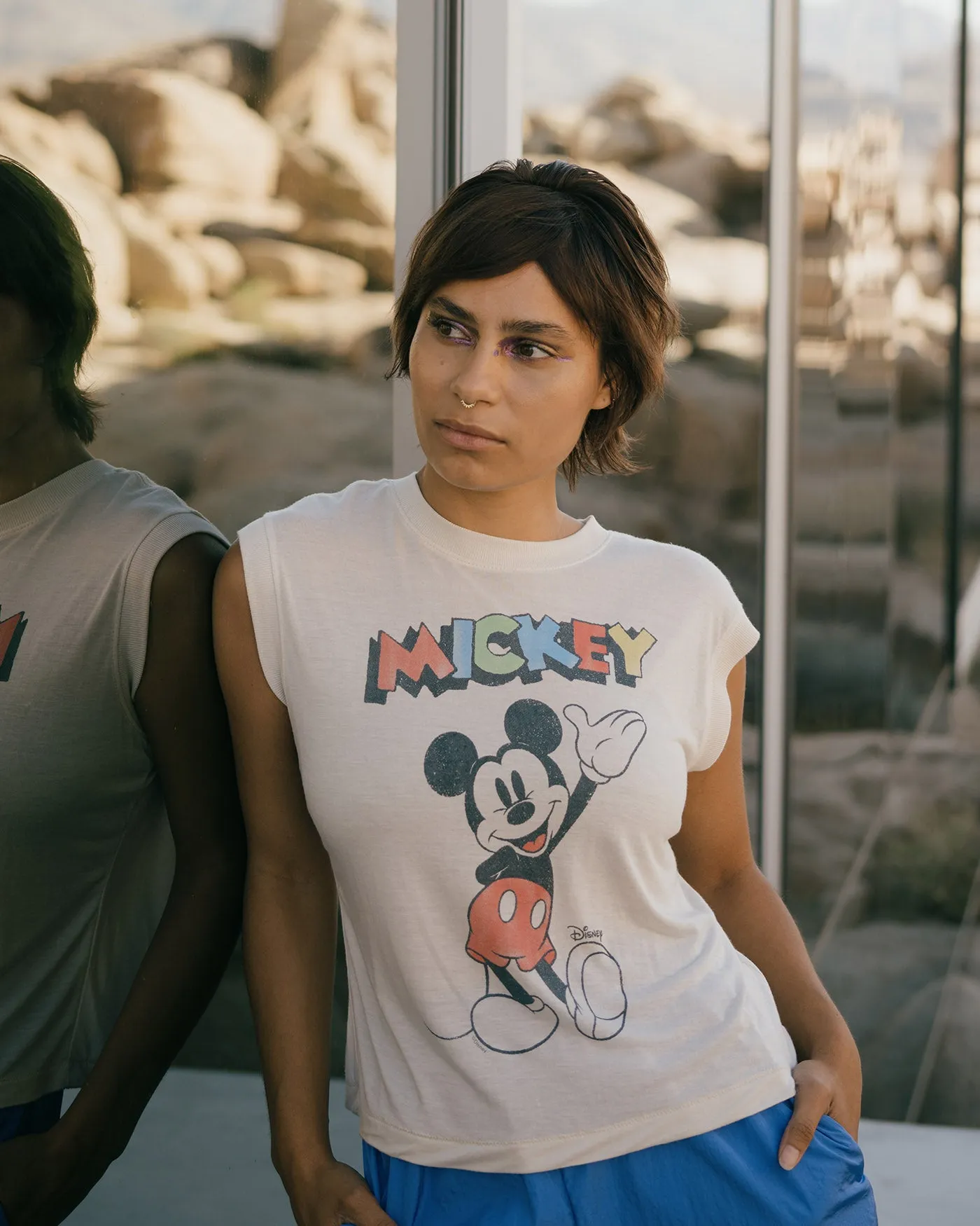 Women's Waving Mickey Vintage Tissue Tank